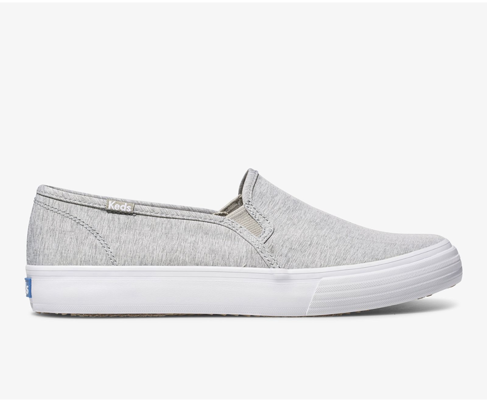 Slip Ons Keds Mujer Gris - Double Decker Heathered Woven - 182-ZRHBIC